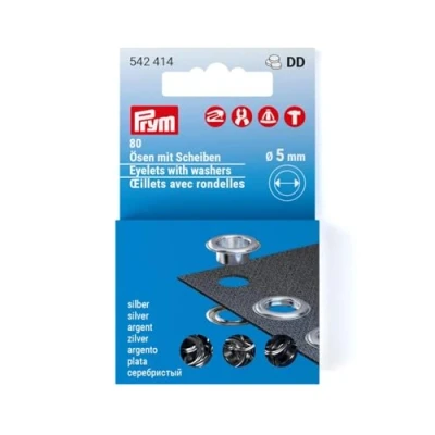 Obrázek Prym 542414 očka s kotouči sada doplňování, 5 mm, stříbrná barva
