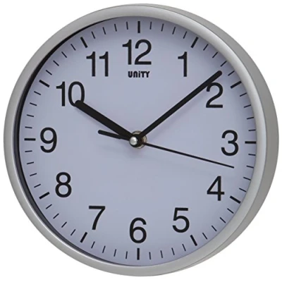 Obrázek Unity Nástěnné hodiny, klip na kolo, Silent Sweep, moderní, stříbrná, 20 cm