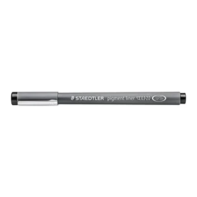 Obrázek STAEDTLER černá pigmentová linka, klínová špička se šířkou linií 0,3 2,0 mm, pigmentový inkoust vhodný na dokumenty, dlouhá kovová špička, životnost, 10 finelinininkousků v kartonovém pouzdře, 308 C2 9