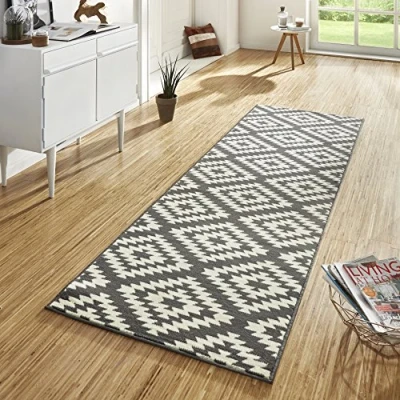 Obrázek HANSE Home koberec běhoun Nordic 80 x 450 cm měkký s krátkým vlasem, moderní kosočtvercový design, na chodbu, ložnici, dětský pokoj, koupelnu, obývací kuchyň, dekorační