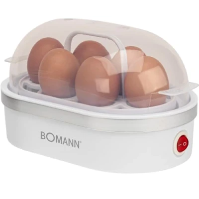 Obrázek Bomann® vařič vajec až pro 6 Cooker na vejce s nepřilnavou výhřevnou miskou bojler bzučákem elektrický vč. držáku a pohárku nože pepřem EK 5022 CB