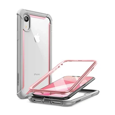Obrázek i Blason iPhone XR pouzdro [Ares] na mobil 360 stupňů Bumper Case Robust ochranné transparentní Cover s integrovanou ochranou displeje pro Apple 6,1 palců 2018 (růžové)
