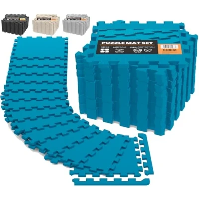 Obrázek Ediesi, ochranná podložka fitness, na puzzle podlaha, bazénová podložka, Home Gym, Tatami, gumová do tělocvičny (18 Uds / 30 x 1 cm/modrá)