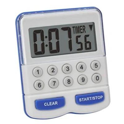 Obrázek TFA Dostmann Elektronický časovač a stopky, 38.2010, digitální s krátkými časovači, kuchyňská minutka, bílá/modrá, D 64 x Š 25 (40) V 76 mm