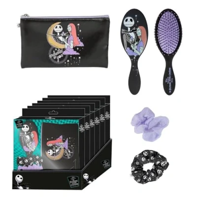 Obrázek CERDÁ LIFE&#039;S LITTLE MOMENTS Nightmare Before Christmas Beauty Set Schwarz Komplettset enthält Haarbürste, 2 Haarzöpfe und Etui Originalprodukt