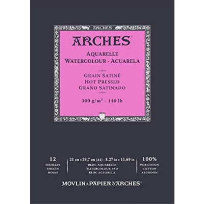 Obrázek ARCHES A1795096 Block Enc 21x29,7 12H Aquarelle 100% Satin 300g Blanc Nat, Naturweiß