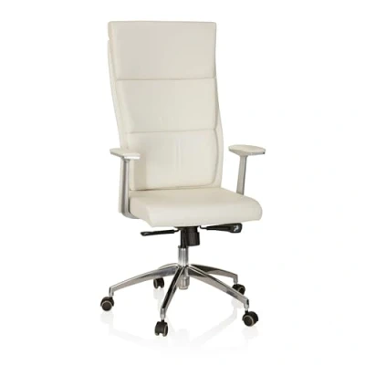 Obrázek hjh OFFICE 600410 Manažerské křeslo Monza 20 kůže bílá kancelářská židle polstrovaná, vysoká ergonomická opěrka zad