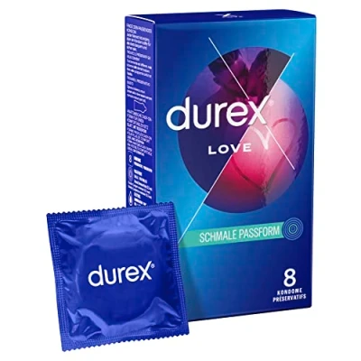 Obrázek Durex Love kondomy s anatomickým tvarem Easy On pro snadné přetažení a zvlhčené velkým množstvím silikonového lubrikantu 8 ks v balení (1 x kusů)