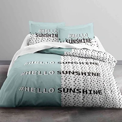Obrázek TODAY Enjoy Hello Sunshine Bettwäsche HC4: Bettbezug 240 x 260 cm + 2 Kissenbezüge, 100% Baumwolle, 57 Fäden, Blau, 240/260