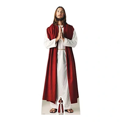 Obrázek STAR CUTOUTS Lifesize cardboardcut with Free Cut Out of Christ Lebensgroßer Pappschnitt kostenlosem Mini Ausschnitt von Jesus Christus, Pappe, Mehrfarbig, 187 x 67 cm
