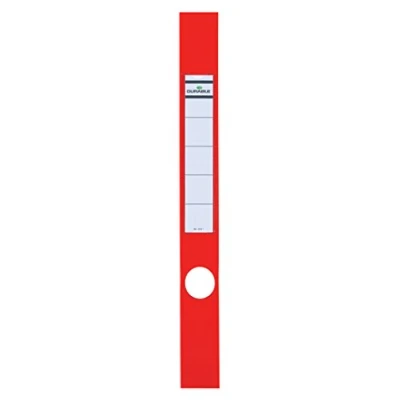Obrázek Durable Ordofix štítky na hřbety pořadačů (samolepicí, s otvorem, tenký pořadač) sáček à 10 kusů, červené, 809103, 40 mm / úzké pořadače