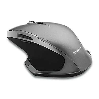 Obrázek Verbatim bezdrátová myš optická s modrou LED čočkou, 2,4 GHz, nano přijímač, vhodný pro jakýkoli povrch, 8 tlačítek, ergonomická, 49041