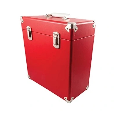Obrázek GPO CASE12 přenosný úložný box pro 12&quot; gramofonové desky (pro až 30 vinylových gramofonových desek), červený
