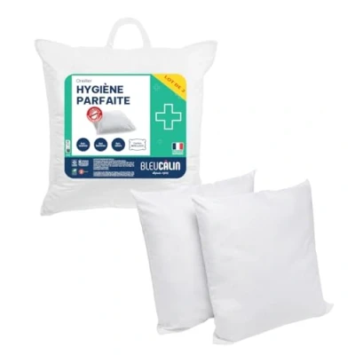 Obrázek Bleu Cã LIN sada ze 2 polštář pro alergiky, 60 x cm, bílá, Oaeh