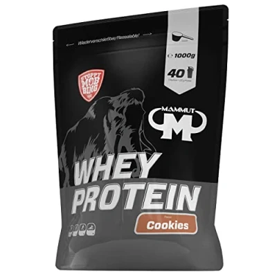 Obrázek Mammut Nutrition Whey Protein prášek Cookies 1 kg 27 g proteinu v jedné porci bílkovinový s vysokým podílem BCAA perfektní rozpustnost ve vodě a mléce ideální svačina