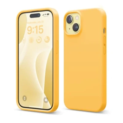 Obrázek elago Flüssig Silikon Case Kompatibel mit iPhone 15 Hülle, Premium Handyhülle, Ganzkörper Schutzhülle [4 Lagige Stoßfeste Struktur], Kratzfestes Weiches Mikrofaserfutter (Sonnenschein)