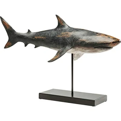 Obrázek Kare Designová dekorativní figurka žralok Base, černá/bílá, dekorační předmět, motiv bílého žraloka, 39 x 59 24 cm (v/š/h)