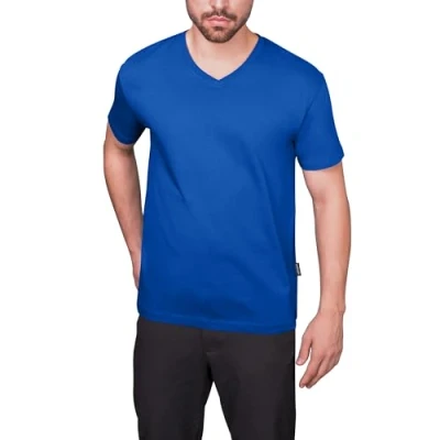 Obrázek HRM pánské luxusní V Neck Tee I Premium tričko výstřih do ze 100% biobavlny Basic lze prát 60 C kvalitní a udržitelné oblečení, královská modrá