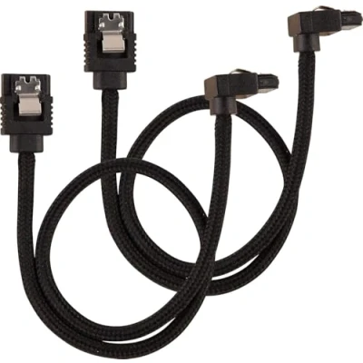 Obrázek Corsair Premium Sleeved SATA 3 kabel zahnutý / rovný (6 Gbps, 30 cm 90) černý