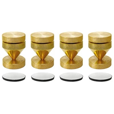 Obrázek Dynavox Sub Watt Absorber 4er Set, höhenverstellbare Entkoppler für HiFi Geräte und Lautsprecher mit Unterlegscheiben, Messing