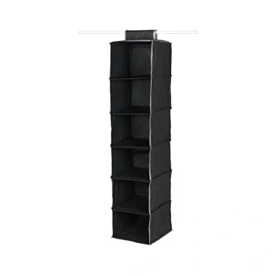 Obrázek Compactor RAN6275 závěsný regál na šatní skříň, 6 přihrádek, 30 x 128 cm, černý, polypropylen, malý