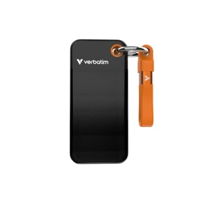 Obrázek Verbatim Pocket SSD, 1 TB, externí pevný disk, přenosný Solid State Drive USB 3.2 Gen 2, pro Mac, PC a herní konzole, černá/oranžová