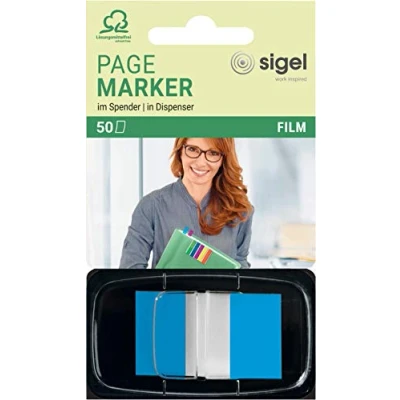 Obrázek SIGEL Popisovač HN492 v dávkovači, modrý, 50 proužků ve formátu 25 x 43 mm další barvy