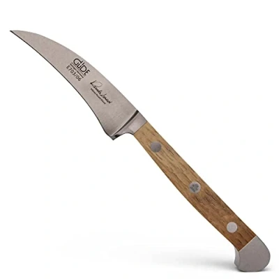Obrázek GÜDE Solingen loupací nůž kovaný, 6 cm, sudové dubové dřevo, dřevo ALPHA, turnajový nůž, dvojitá zátka, handmade Germany