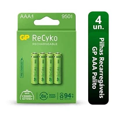 Obrázek GP Baterie AAA 950 mAh (Micro, HR 03, NiMH, 1,2 V, balení 4 ks), se může lišit