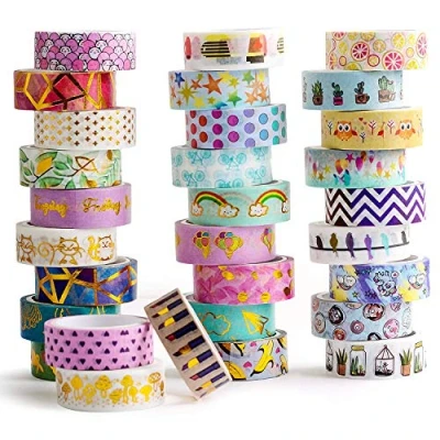Obrázek IEEDYYE 30 Rolls Washi Tape Set, Folie Gold Masking Tapes, 15 MM Breite DIY Papier Tape,dekoratives Klebeband zum Basteln, verschönern Bullet Journals, Planner