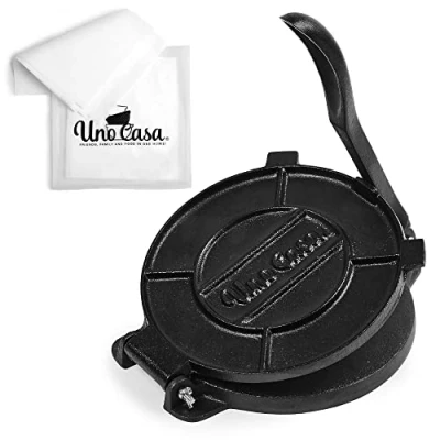 Obrázek Uno Casa Tortilla Presse 20 cm Taco Presse, Hochleistungs Gusseisen Maker Roti Bonus 100 Stk. Pergamentpapier