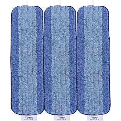 Obrázek Bona Wischmopp Bezug Set mit 3 Wischbezügen, Bodentuch, Mikrofaser Reinigungs Pad Zwei Zonen Design, Blau