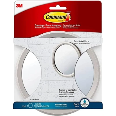 Obrázek Command BATH35 pro SN je Bath Mirror, satén Nikl, 1 2 sady of Střední Water Resistant Strips by