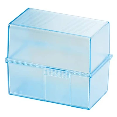 Obrázek HAN Kartotéční box DIN A7 na šířku, moderní design pro 300 karet, výukové kartotéky s ocelovým závěsem, 977 64, průsvitná modrá