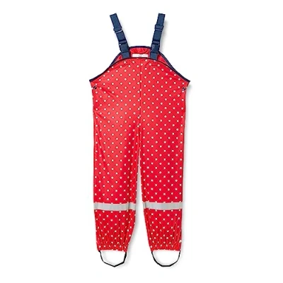 Obrázek Playshoes Unisex dětské nepromokavé kalhoty s laclem do deště bez podšívky větru a oděv deště, Červené body