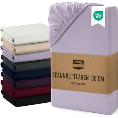 Obrázek Utopia Bedding napínací prostěradlo 180 x 200 cm až 30 levandule kartáčované z mikrovlákna Oeko Tex Standard 100