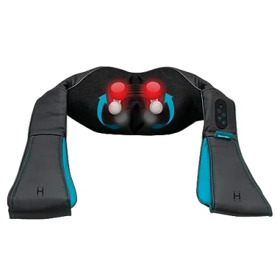 Obrázek HoMedics Shiatsu Nackenmassagegerät mit Wärme Kabelloses Tiefengewebs Massagegerät für Nacken und Schultern, 3 Intensitäten, 4 Massageköpfe Touch Bedienfeld Entspannungsgerät zum Stressabbau
