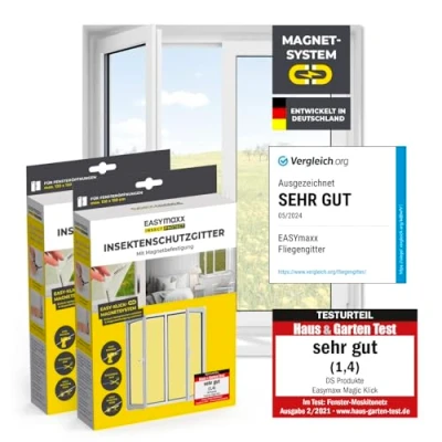 Obrázek EASYmaxx Síť proti hmyzu do okna Insect Protect s magnetickým upevněním moskytiéra možností zastřihnutí ochrana 130 x 150 cm komárům magnet snadná montáž