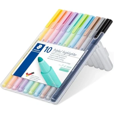 Obrázek STAEDTLER Zvýrazňovač triplus zvýrazňovač, ergonomický trojhranný tvar, variabilní špička, ideální pro texty s malým potiskem, vysoká kvalita Made in Germany, sada 10 pastelovými barvami, 362 CSB10