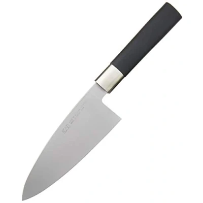 Obrázek KAI Wasabi Black Deba 15,0 cm délka čepele nerezová 6A/1K6 ušlechtilá ocel leštěná 58 (±1) HRC černá polypropylenová rukojeť japonský sekáček Made in Japan