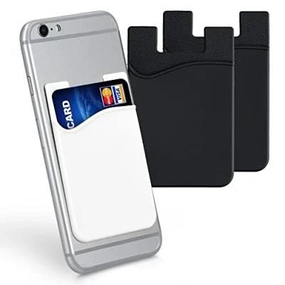 Obrázek kwmobile 3X držák na karty pouzdro smartphone samolepicí nalepovací silikon taška kreditní černá bílá rozměry 8,5 x 5,5 cm