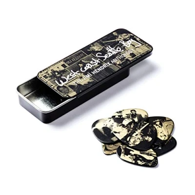 Obrázek JIM DUNLOP Plektrum Jimi Hendrix, West Coast Boy, silné, kovová krabička s 6 kusy