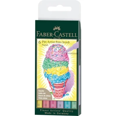 Obrázek Faber Castell 167163 Tušová tužka Pitt Artist Pen Pastel, balení 6 ks, tloušťka: B