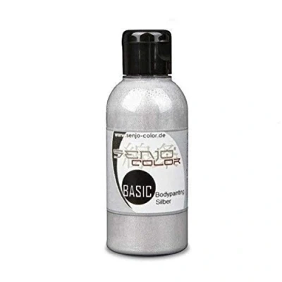 Obrázek Senjo Color Basic Bodypainting barvy I barva na obličej a tělo karneval, masopust 75 ml airbrush (metalická stříbrná)