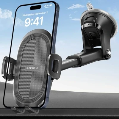 Obrázek APPS2Car držák mobilního telefonu do auta, 360 přísavka na čelní sklo a přístrojovou desku mobilní telefon univerzální auta kompatibilní s iPhone,