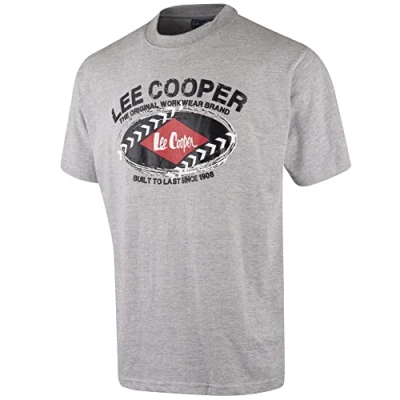 Obrázek Lee Cooper Workwear pánské potištěné tričko s kulatým výstřihem a krátkými rukávy, šedá melírovaná, L