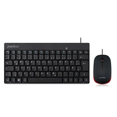 Obrázek Perixx PERIDUO 212 DE, kompaktní mini klávesnice a sada myši, USB kabel, černá, německé rozložení