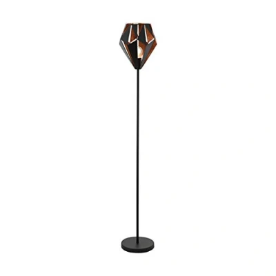 Obrázek EGLO stojací lampa Carlton 1, 1 plamenná vintage lampa, retro z oceli, barva: černá, měď, objímka: E27