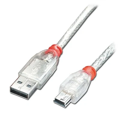 Obrázek LINDY 41780 0. 2m USB 2. 0 typ A na Mini B kabel, transparentní