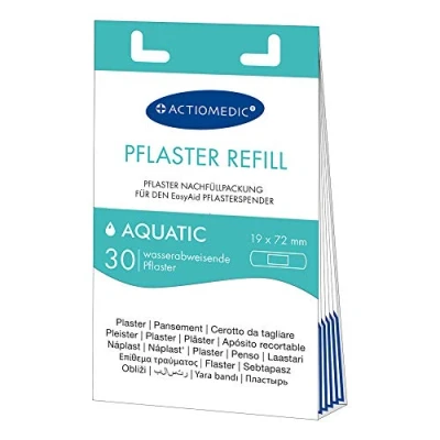 Obrázek ACTIOMEDIC EasyAid AQUATIC náhradní sada na náplasti, 30 kusů kompatibilní s dávkovačem náplasti I hypoalergenní, vodoodpudivá náplast prsty pro děti a dospělé